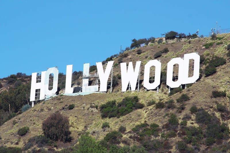 Hollywood sign at night